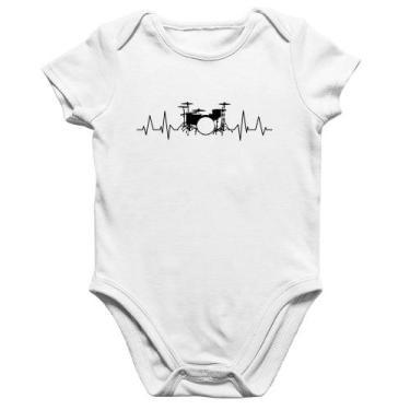 Imagem de Body Bebê Algodão Bateria Batimentos Cardíacos - Foca na Moda, Branco,