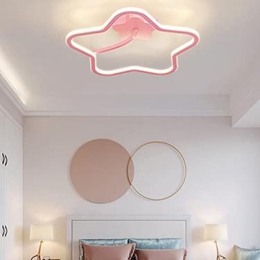 Imagem de Luminária de teto LED, luminária de teto infantil LED com controle remoto e intensidade regulável, ideal para sala de estar, mesa de jantar, quarto, corredor e jardim de infância (rosa, A-45
