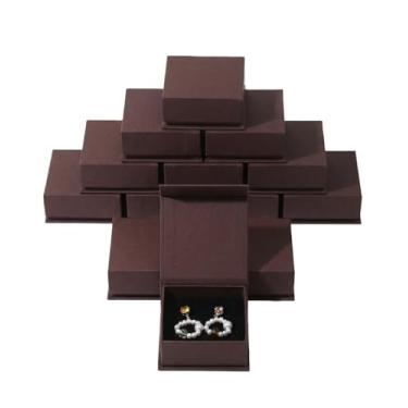 Imagem de Conjunto de caixa de presente de joias, 12 caixas de joias quadradas com enchimento de espuma de veludo dobrável para colares, brincos e anéis, caixa de presente de papel de papelão, caixa de joias de