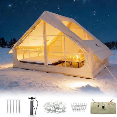 Imagem de GEERTOP Barraca inflável para acampamento, grande explosão instantânea à prova d'água para glamping casa com fogão para família 4 pessoas adultos