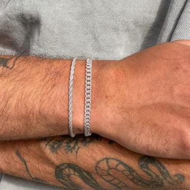 Imagem de Pulseira feminina, delicada camada de elos empilháveis pulseira de ouro/prata para mulheres, joias da moda | Presente de festa, banhado a prata/banhado a ouro 14k, standard, Latão, Sem Pedra Preciosa