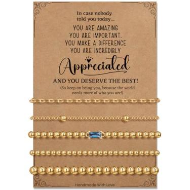 Imagem de Pulseiras de elos de ouro presentes para mulheres: pulseira empilhável banhada a ouro 14K na moda fina delicada elos cubanos conjuntos de joias presentes para mulheres amigas mãe filha irmã, 6.7