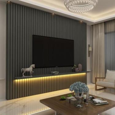 Imagem de Painel para TV Ripado com LED Nobre 230 Grafite - Gelius - Gelius Móve