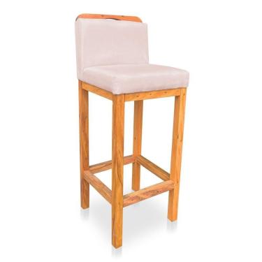 Imagem de Banqueta Alta Rubi Veludo Rosa Bebê Base Fixa De Madeira - Pallazio