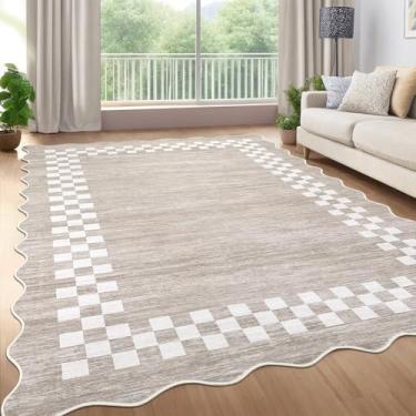 Imagem de GarveeHome Tapete grande para sala de estar, 15 x 23 cm, moderno, com suporte de borracha, resistente a manchas, sala de jantar, tapete lavável e recortado, para quarto, decoração de casa, escritório