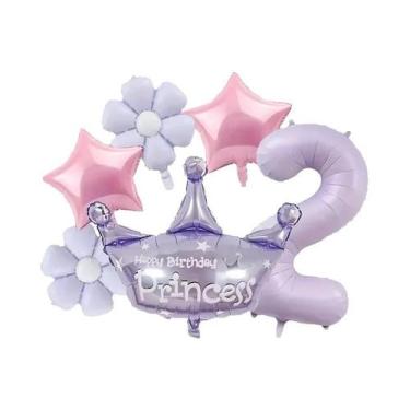 Imagem de Coroa De Princesa Roxa 40in Balão Digital De Folha Matte Daisy Para De