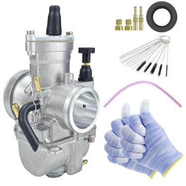 Imagem de Carburador de motocicleta de 34 mm compatível com motor universal de 125cc a 250cc 2T 4T Pit Dirt Bike Motocross On/Off Road ATV Quad Scooter (prata, 34 mm)