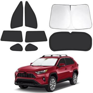 Imagem de 8 peças de persianas de janela de carro para Toyota RAV4 2019-2025, capas de janela de carro completas para privacidade, para-sol para janelas laterais do para-brisa dianteiro traseiro RAV4 para