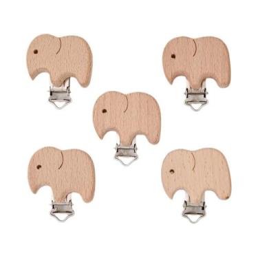 Imagem de Clipes De Chupeta De Madeira De Bétula Para Bebês 5 Peças Acessórios D