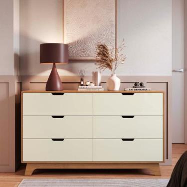 Imagem de Cômoda para Quarto 6 Gavetas MDF Alice - FD