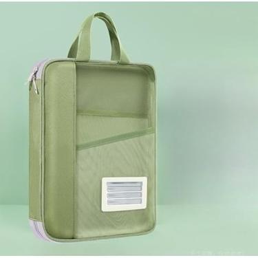Imagem de Bolsa de documentos transparente com alça, pasta organizadora para estudos, provas e livros, arquivo portátil para uso diário e transporte de materiais A4 (verde)