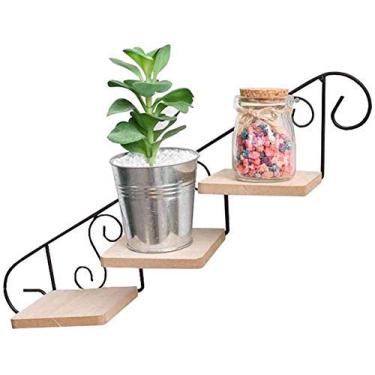Imagem de Suporte de flores com cabeça de 3 níveis, suporte de flor, suporte para vaso de parede, gancho de metal, prateleiras flutuantes, suporte de plantador, decoração de jardim, telhas internas e externas