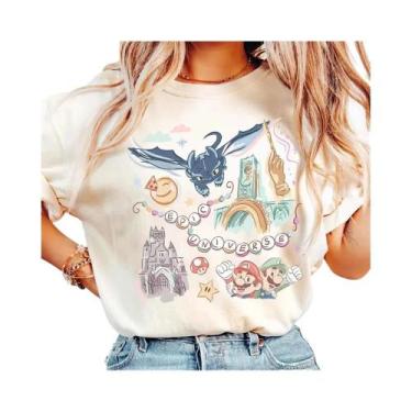 Imagem de Camiseta Feminina De Verão Retrô Disney De Algodão Solta E Respirável 