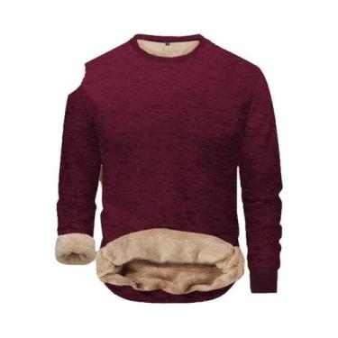 Imagem de Moletom Masculino Slim Fit Com Forro De Sherpa, Manga Longa, Térmico, 