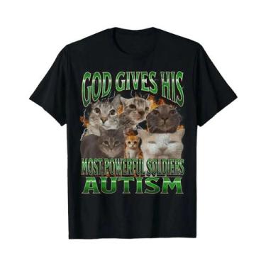 Imagem de Camiseta Feminina Com Estampa De Gato Para Conscientização Do Autismo,