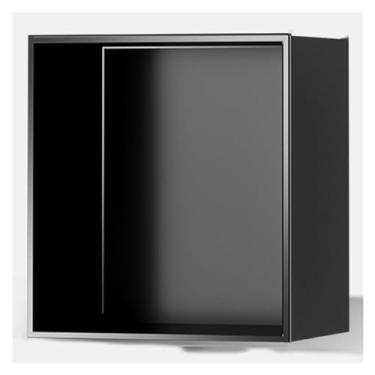Imagem de Prateleira de nicho de chuveiro de aço inoxidável, inserção de metal quadrada à prova d'água para banheiro, armazenamento de higiene para cozinha, sala de estar e estudo - preta 32 x 32 x 12,5 cm