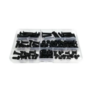 Imagem de Kit Sortido De Parafusos Allen Sextavados Pretos Grau 10.9 Com Porcas 
