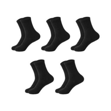 Imagem de Meias De Algodão Masculinas Pretas Com Compressão E Amortecimento, 5 P