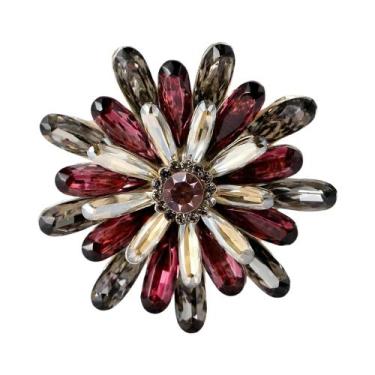 Imagem de Broches De Luxo Femininos Com Strass Em Formato De Flor, Alfinetes De 
