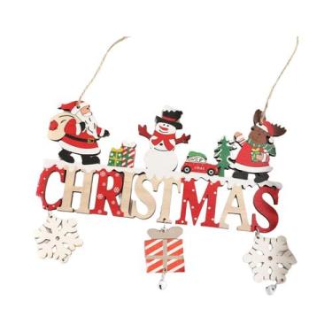 Imagem de Enfeite De Natal De Gnomo De Madeira Papai Noel Para Pendurar Decoraçã