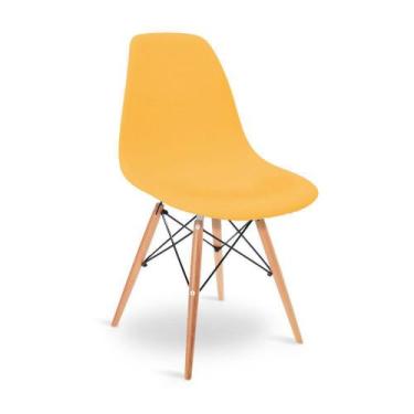 Imagem de Kit 04 Cadeiras Eiffel Eames Base Madeira Sala de Jantar Amarelo - D'R