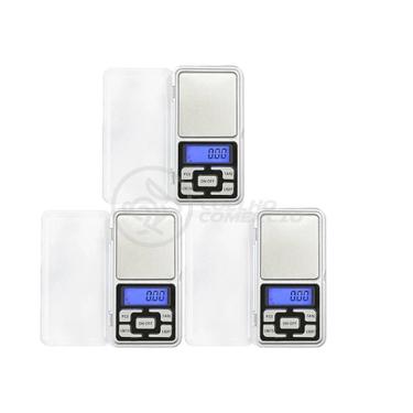 Imagem de Kit 3 Mini Balanças Digitais Alta Precisão 500g prata
