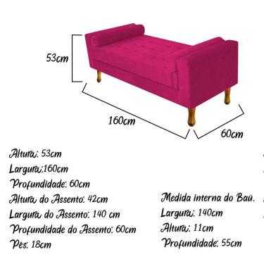 Imagem de Recamier Félix Queen Size 160cm Suede Pink