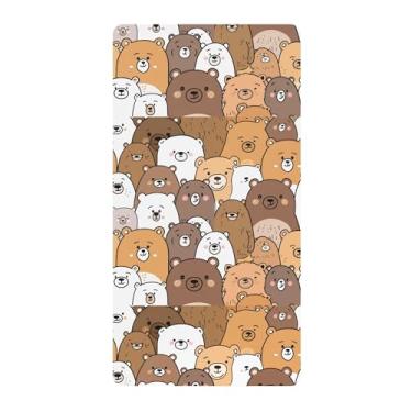 Imagem de SEHANY Lençol de berço com desenho animado de urso de pelúcia 99 cm x 68,5 cm - Lençol de berço de algodão macio respirável para berço padrão e colchão infantil, roupa de cama para meninos e meninas