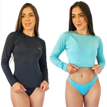 Imagem de Kit Feminino Cropped Com Camisa Proteção Solar Manga Longa Logo Reflet