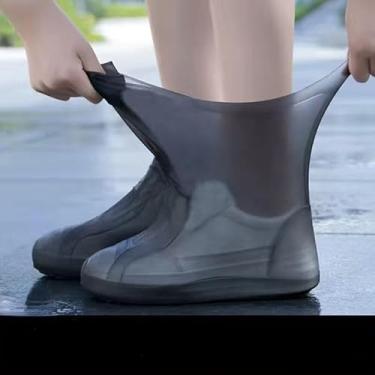 Imagem de Capas de sapato à prova d'água, botas de chuva de borracha de silicone antiderrapantes e duráveis, proteção externa para homens e mulheres, Preto, Large