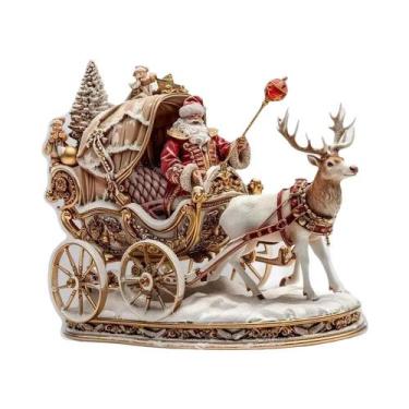 Imagem de Decoração De Mesa 2D Em Acrílico Papai Noel E Rena, Enfeite De Natal P