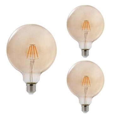 Imagem de 3Und Lâmpada LED Globo 4W G95 127V Luz Âmbar 2200k Avant