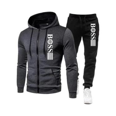 Imagem de Conjunto De Moletom Com Zíper E Calças Casuais Para Homens, Roupas Esp