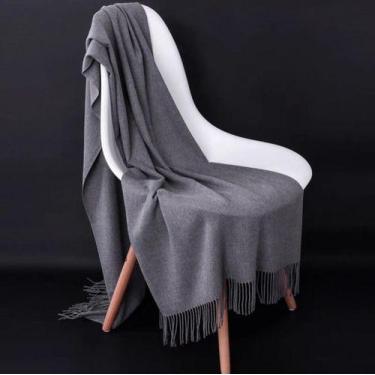 Imagem de Cachecol Feminino Grande Grossa Liso De Caxemira Inverno - Fenix, Cinz