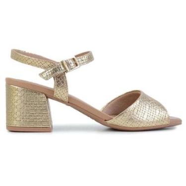 Imagem de Sandália Feminina Usaflex Salto Bloco Ouro Dourada - UD09-Feminino