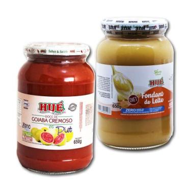Imagem de Fondant de leite e doce de goiaba cremoso diet 650g hue - kit 2 unidad