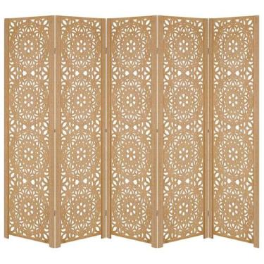 Imagem de 5 Folha Biombo Mandala Ambiente Divisória Separador Madeira Mdf Divisó