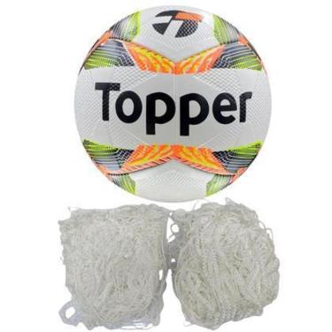 Imagem de Kit Bola Futsal Topper Slick Oficial + Rede De Futsal Matrix Fio 2 Seda-Masculino