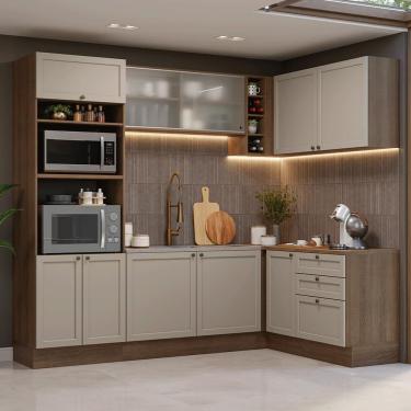 Imagem de Armário De Cozinha Completa De Canto 399 Cm Rustic/crema Vik Madesa 01 Rustic/crema