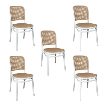 Imagem de Kit 5 Cadeiras De Jantar Roma Para Sala E Cozinha Branco