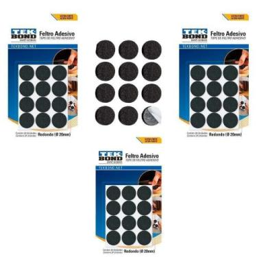 Imagem de Kit 84 Feltro Protetor Adesivo Pé Sofá Cadeira Mesa Tekbond Preto, Pre