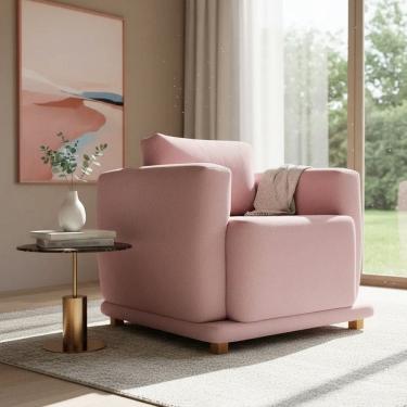 Imagem de Poltrona Decorativa Bridge Clássica Bouclé Premium De Luxo Para Sala Quarto Recepção Design Autoral Robusto