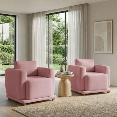 Imagem de Kit 2 Poltronas Decorativas Bridge Clássica Bouclé Premium De Luxo Para Sala Quarto Recepção Design Autoral Robusto