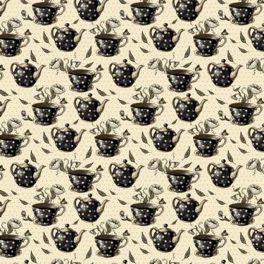 Imagem de Papel De Parede Bule Xicara De Chá Preto Autocolante Cozinha