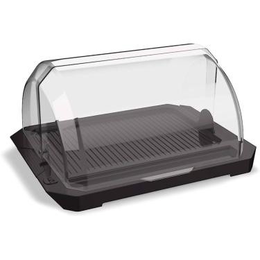 Imagem de Porta Pão Acrílico Com Tampa Retrátil Transparente Premium Armazena E Conserva UZ Utilidades Pães De Forma Frances Preto