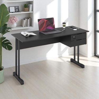 Imagem de Mesa Escrivaninha Home Office Ecos 100 Cm 2 Gavetas - Preto Preto