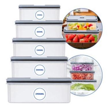 Imagem de Kit 5 Potes Herméticos Premium - Organização Total e Alimentos Sempre Frescos