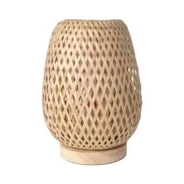 Imagem de Luminária De Mesa De Estudo Em Bambu Trançado, Decoração Quente Para O