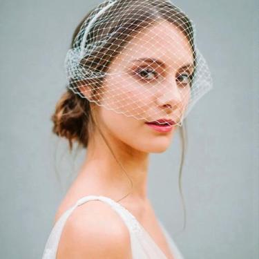 Imagem de Véu Noiva Rosto Voilet Vintage Tule Bordado Renda Casamento - - anjo d