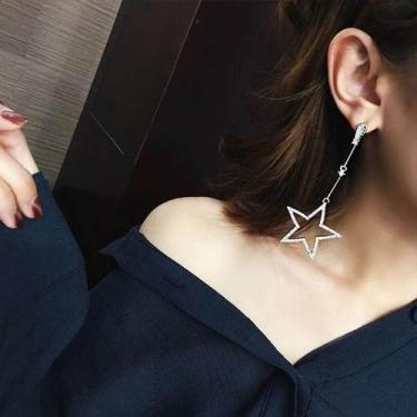 Imagem de Brinco Estrela Acessório Feminino Strass Longo Fes Casamento - - ANJO 